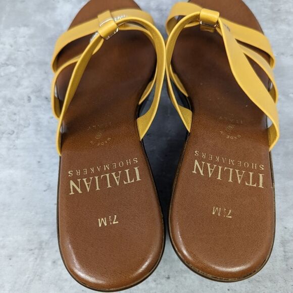 Italian Shoemaker Yellow‎ Sparkling Wedge Heeled Sandals Size 7.5 Made in Italy - Picture 6 of 7